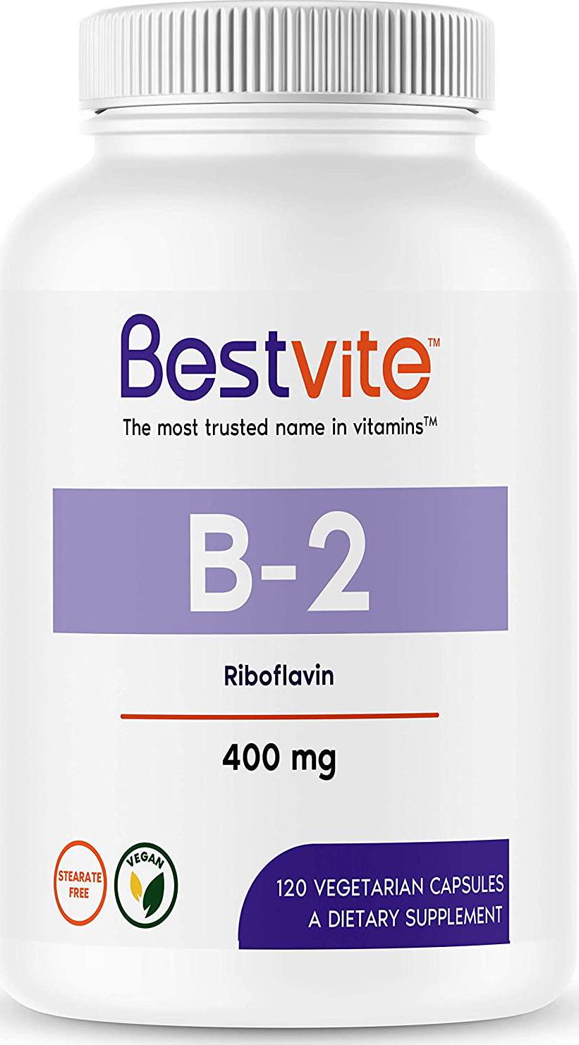 Vitamin B-2 (Riboflavin) 400mg (120 Vegetarian Capsules) - No Stearates - Vegan - Non GMO - Gluten Free