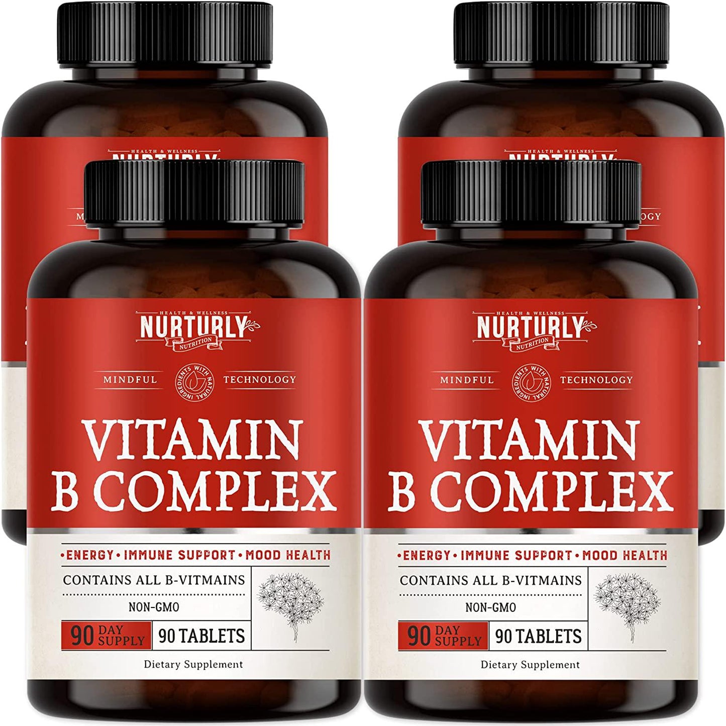 Vitamin B Complex - Contains All Essential B Vitamins - B1, B2, B3, B5, B6, B7, B9, B12 and Biotin - Super B Complex Vitamins for Energy, Immunity and Mood Support - 360 Tablets