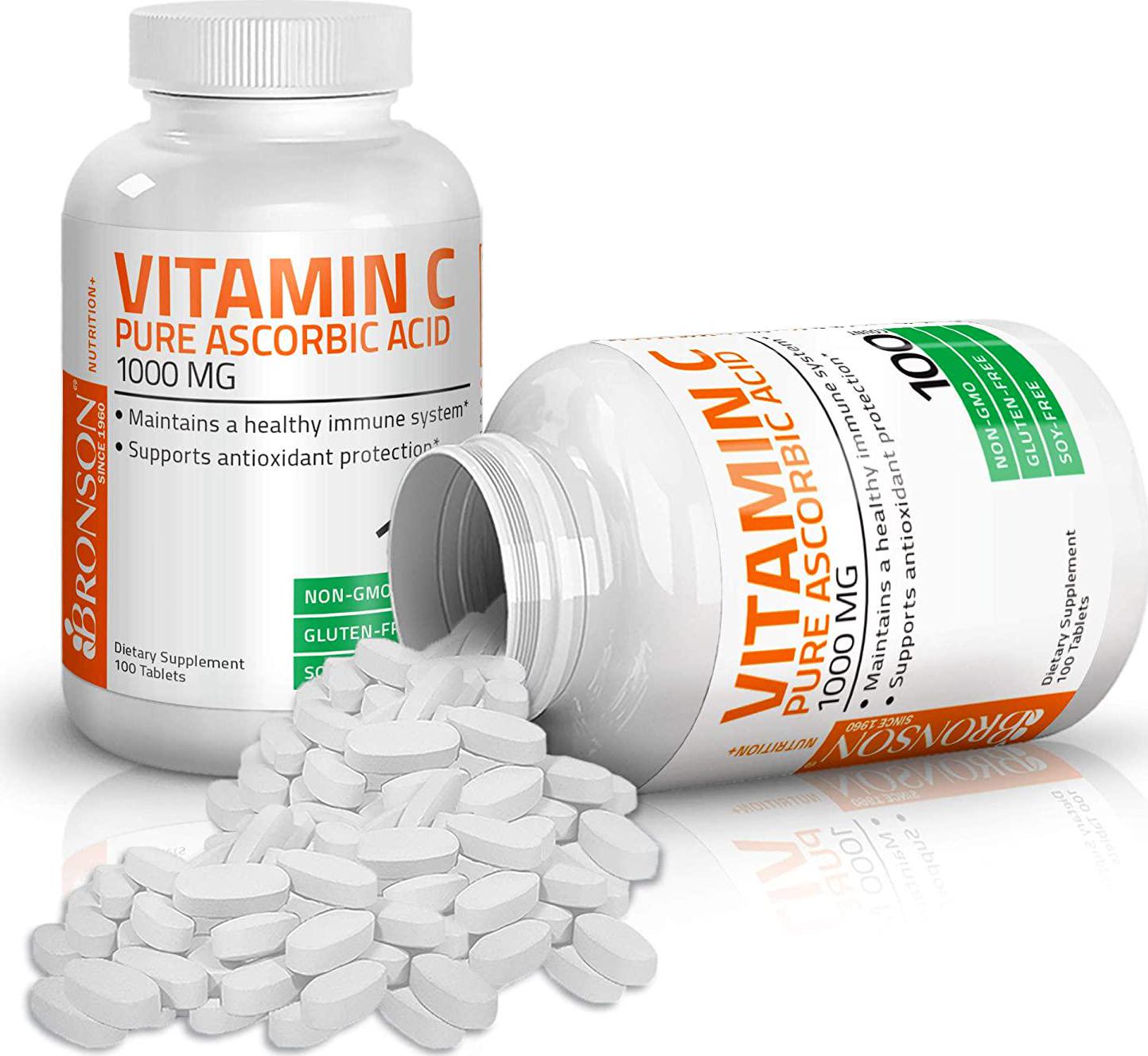 Vitamin C 1000 mg Premium Non-GMO Ascorbic Acid - Maintains Healthy Immune System, Supports Antioxidant Protection - 100 Tablets
