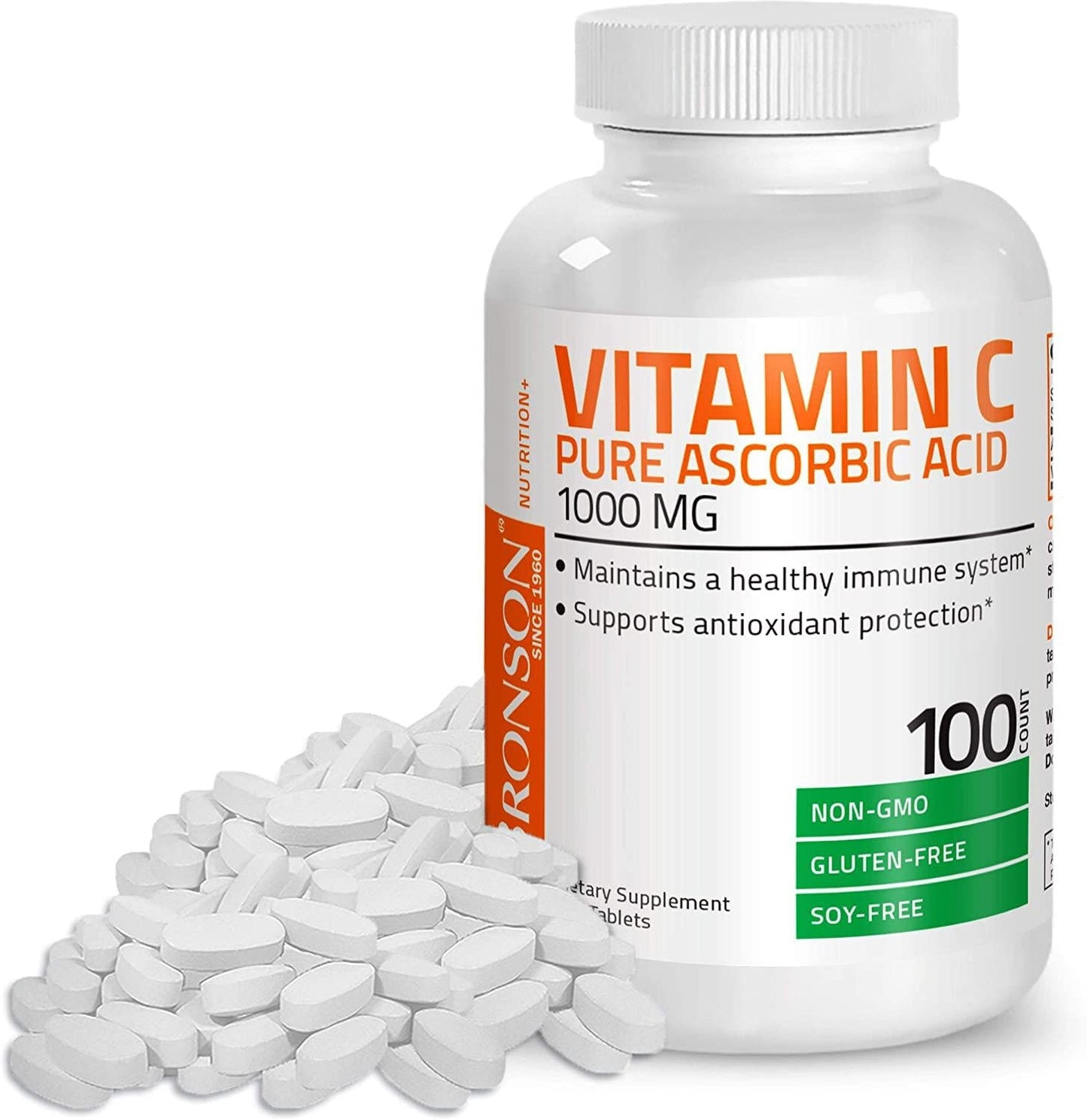 Vitamin C 1000 mg Premium Non-GMO Ascorbic Acid - Maintains Healthy Immune System, Supports Antioxidant Protection - 100 Tablets