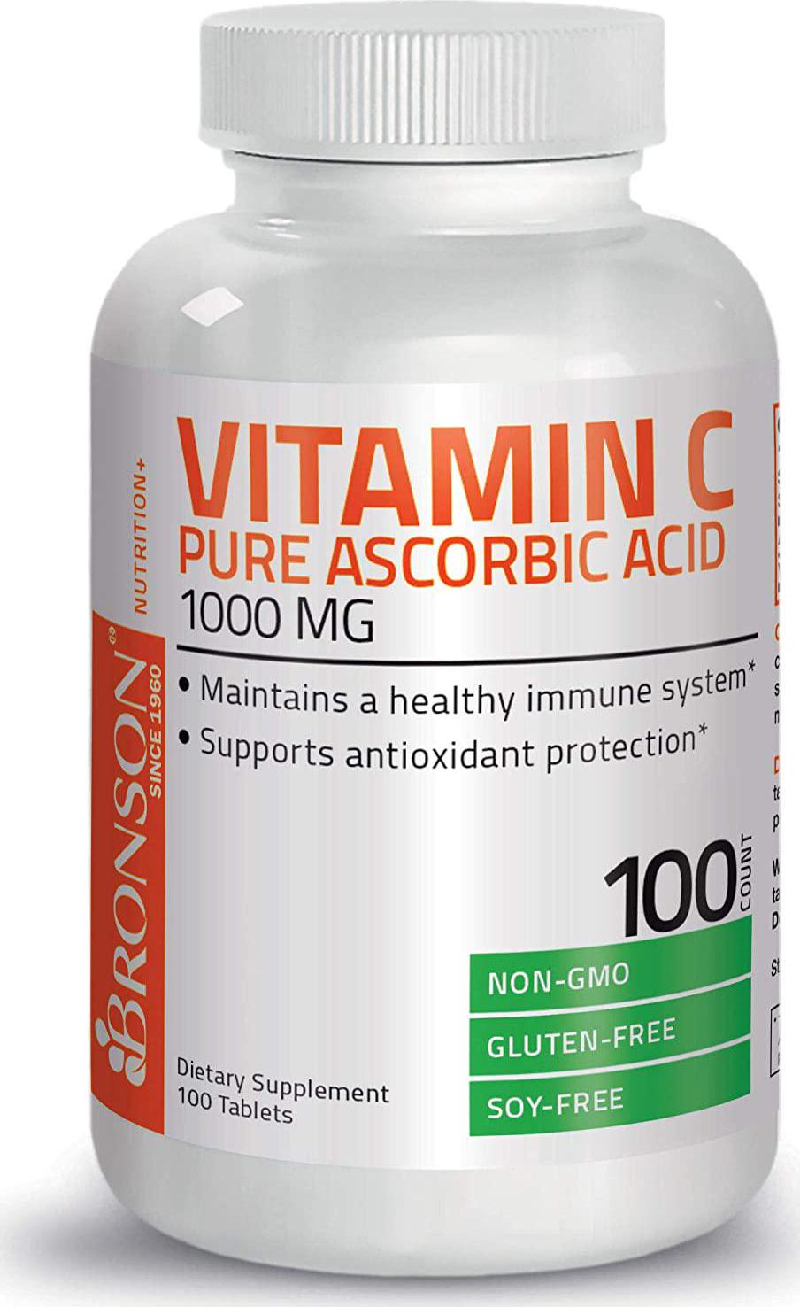 Vitamin C 1000 mg Premium Non-GMO Ascorbic Acid - Maintains Healthy Immune System, Supports Antioxidant Protection - 100 Tablets