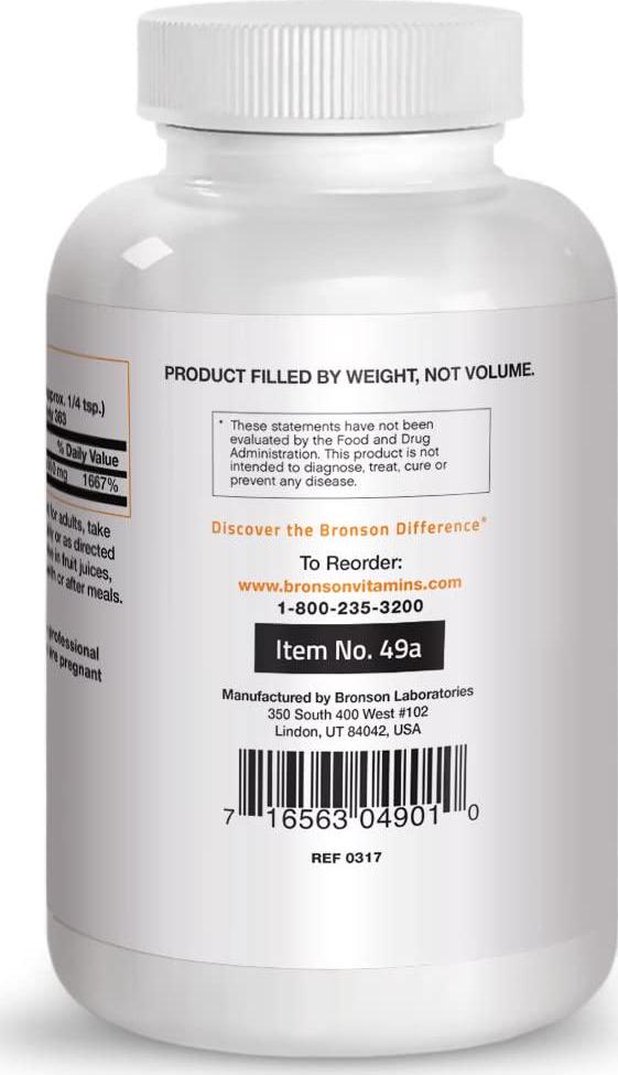 Vitamin C Powder Pure Ascorbic Acid Soluble Fine Non GMO Crystals Promotes Healthy Immune System and Cell Protection Powerful Antioxidant - 1 Pound (16 Ounces)