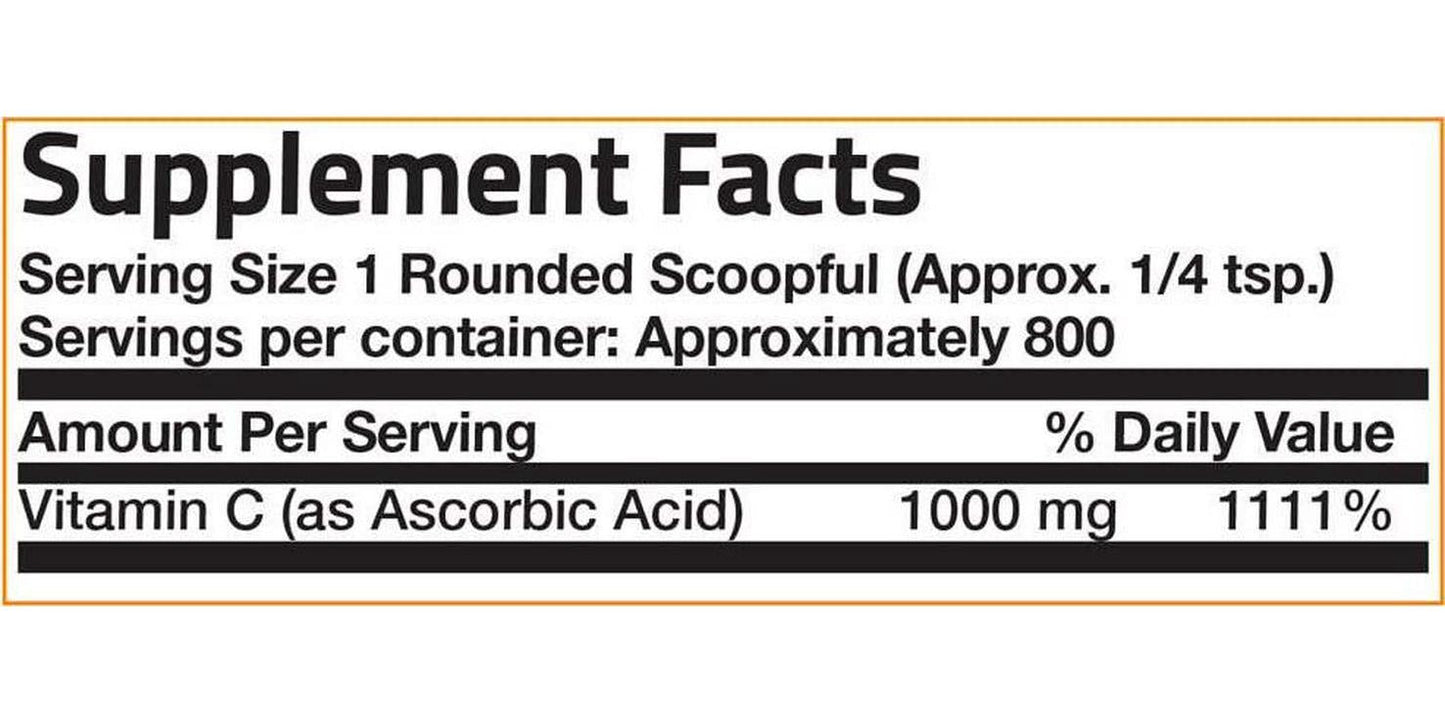 Vitamin C Powder Pure Ascorbic Acid Soluble Fine Non GMO Crystals Promotes Healthy Immune System and Cell Protection Powerful Antioxidant - 1 Pound (16 Ounces)