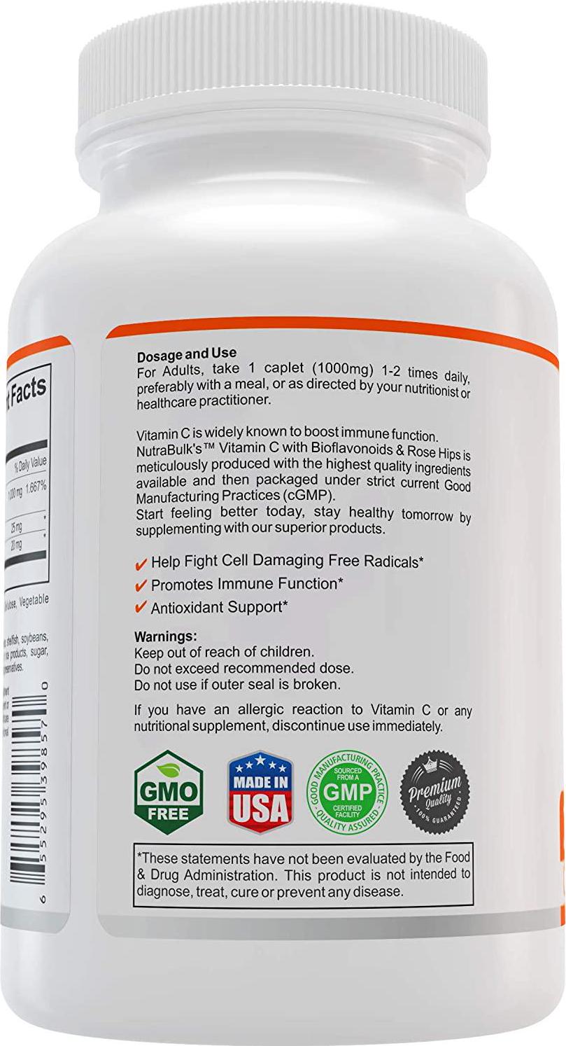 Vitamin C + Rose Hips + Bioflavonoids Tablets - 250 Count