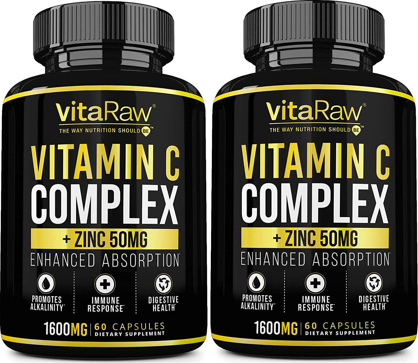 Vitamin C Supplement [2 Pack] 1600mg with Zinc 50mg |Highest Absorption| Vitamin C Immune Support Complex - Vitamin C Capsules and Zinc Vitamins for Adults | VIT C Immune Booster