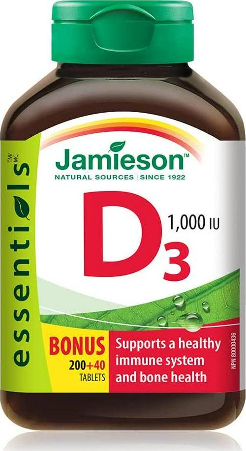 Vitamin D3 1,000 IU Bonus -240 tabs Brand: Jamieson Laboratories