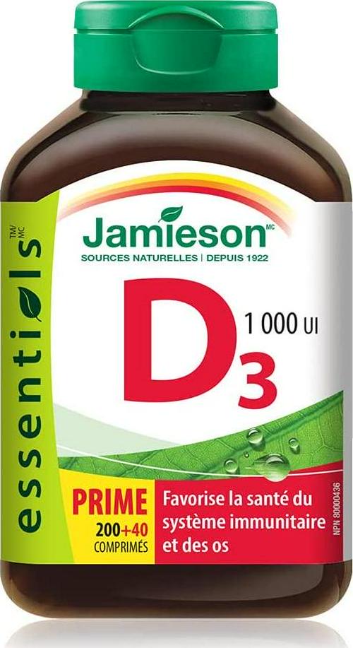 Vitamin D3 1,000 IU Bonus -240 tabs Brand: Jamieson Laboratories