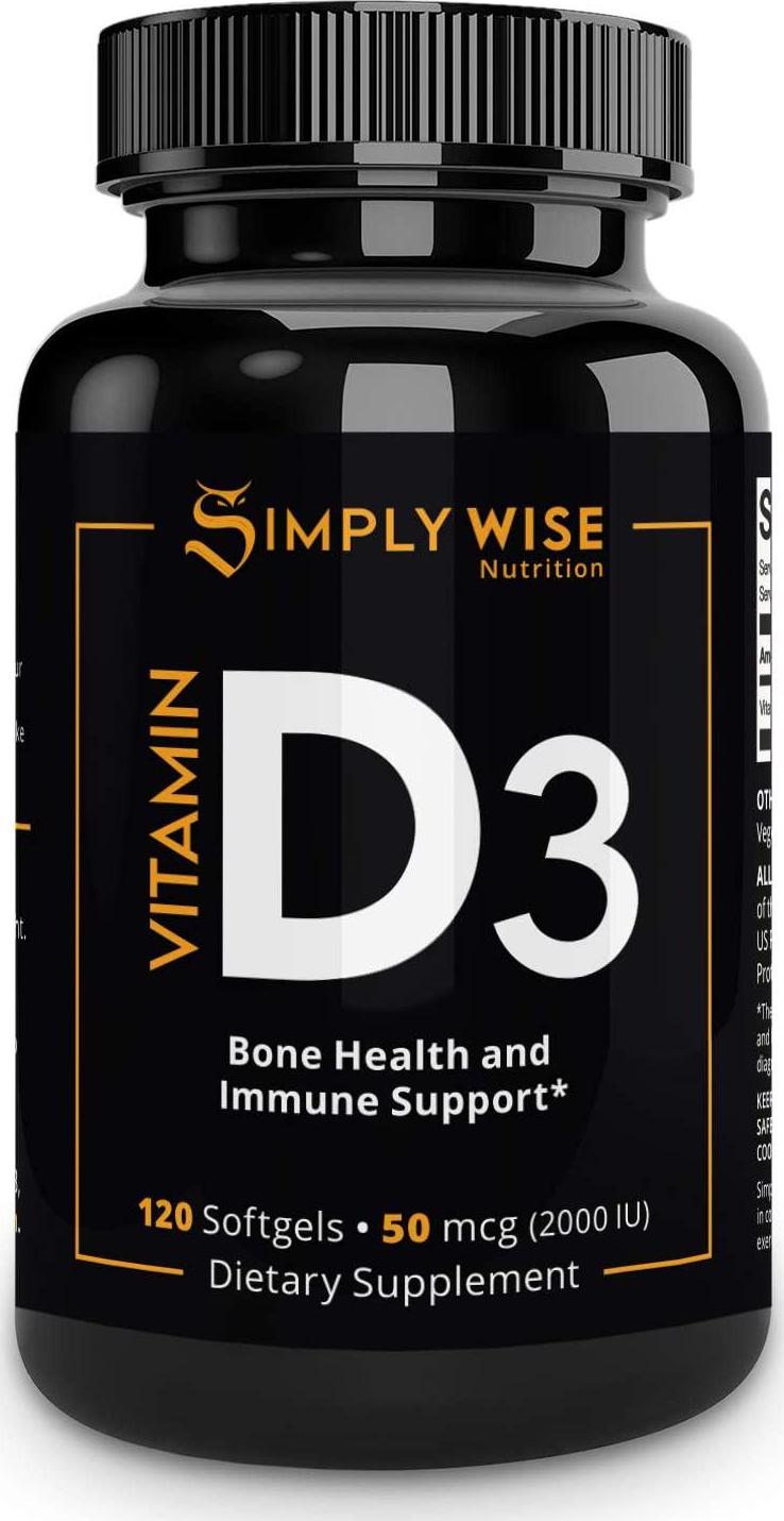 Vitamin D3 2000 IU (50 mcg), 120 Softgels, 4 Month Supply, Helps Support Immune Health, Strong Bone, and Muscle Function