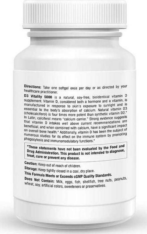Vitamin D3 5000 as Cholecalciferol 5,000 IU (125 mcg) - 180 Softgels