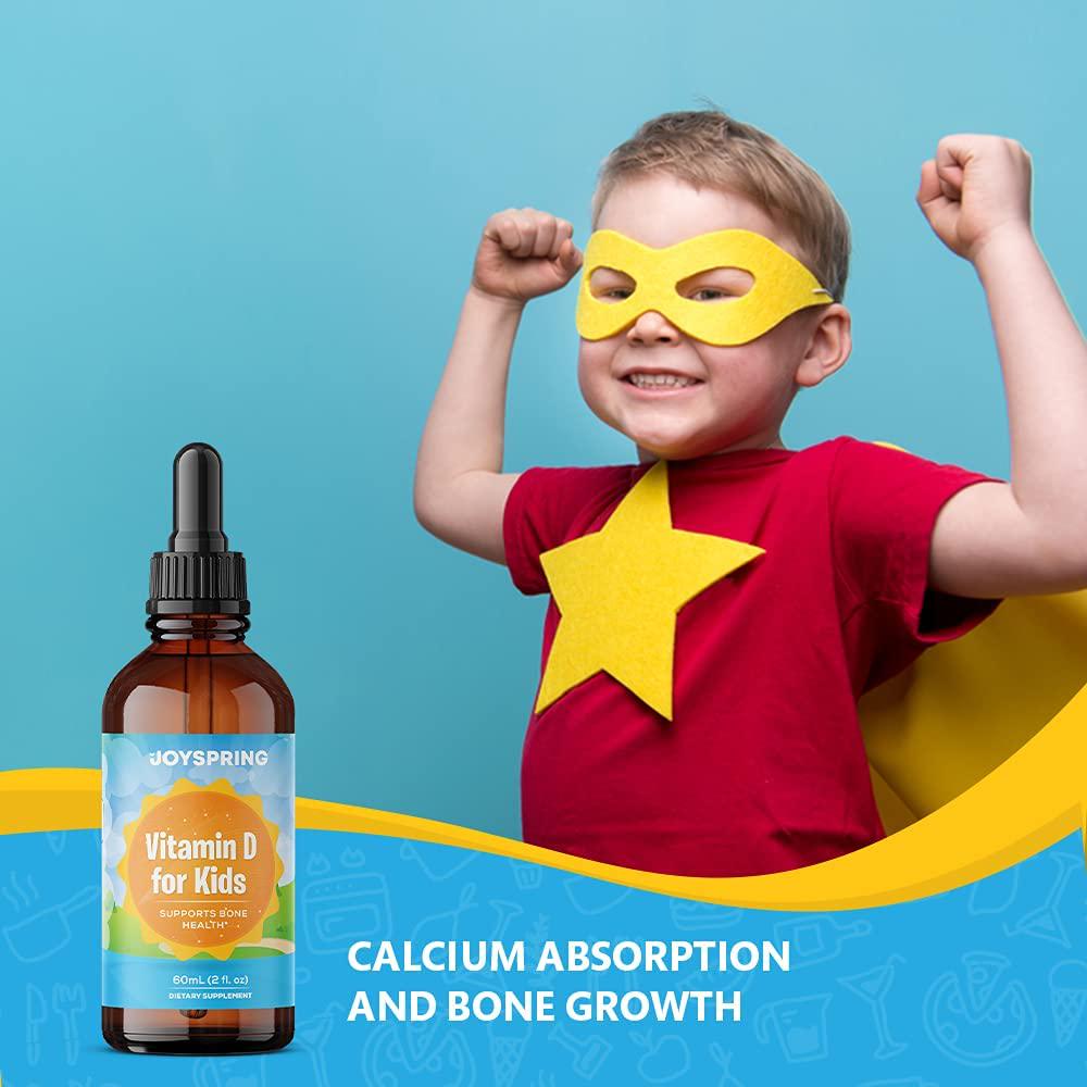 Vitamin D for Kids Drops- Kids Vitamin D3 for Strong Bones - Vitamin D Drops for Toddlers to Support Growth, Bone, and Immune Health - Vitamin D3 for Kids Liquid Vitamin (2 Ounce)