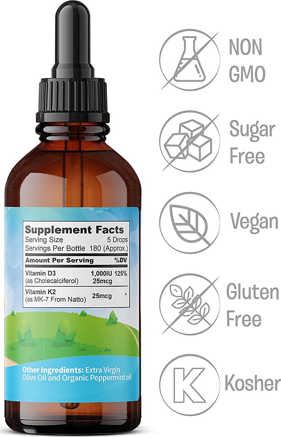 Vitamin D for Kids Drops- Kids Vitamin D3 for Strong Bones - Vitamin D Drops for Toddlers to Support Growth, Bone, and Immune Health - Vitamin D3 for Kids Liquid Vitamin (2 Ounce)