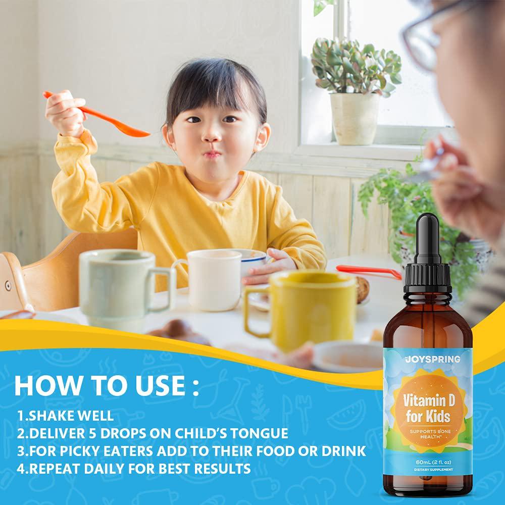 Vitamin D for Kids Drops- Kids Vitamin D3 for Strong Bones - Vitamin D Drops for Toddlers to Support Growth, Bone, and Immune Health - Vitamin D3 for Kids Liquid Vitamin (2 Ounce)