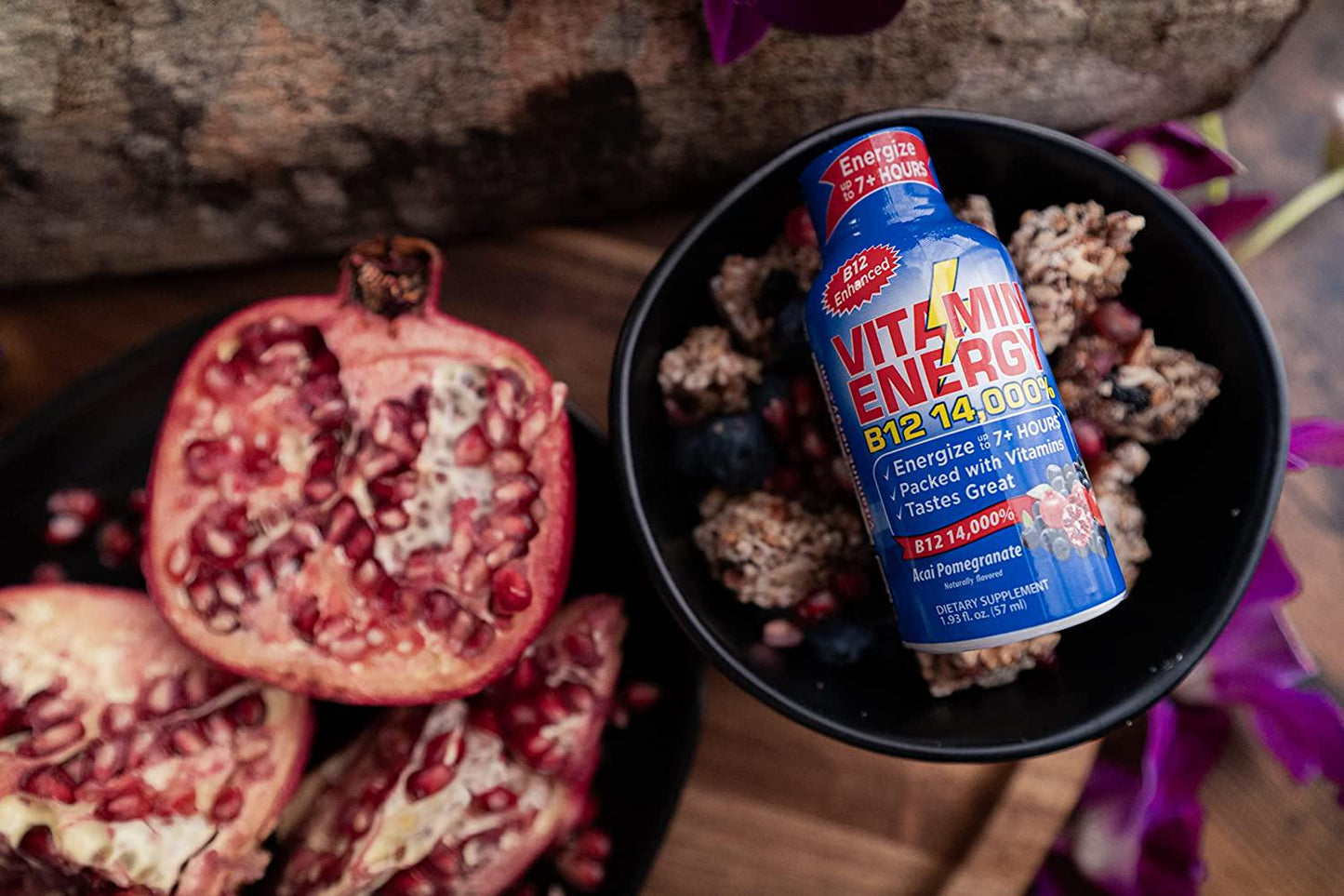 Vitamin Energy B12 Energy Drink Shots, Acai Pomegranate Flavor, Up to 7+ Hours of Energy, 1.93 Fl Oz, 12 Count