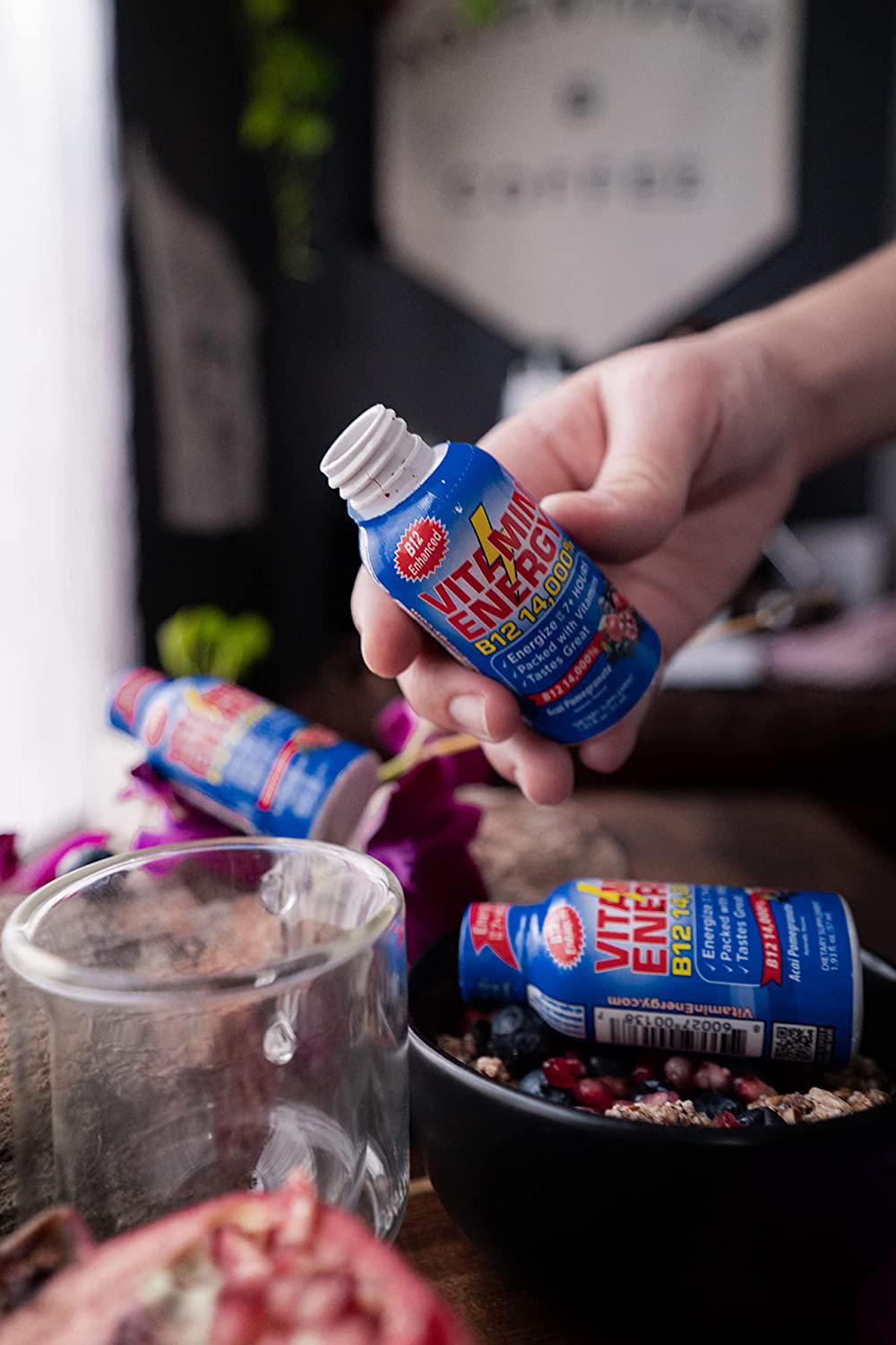 Vitamin Energy B12 Energy Drink Shots, Acai Pomegranate Flavor, Up to 7+ Hours of Energy, 1.93 Fl Oz, 12 Count