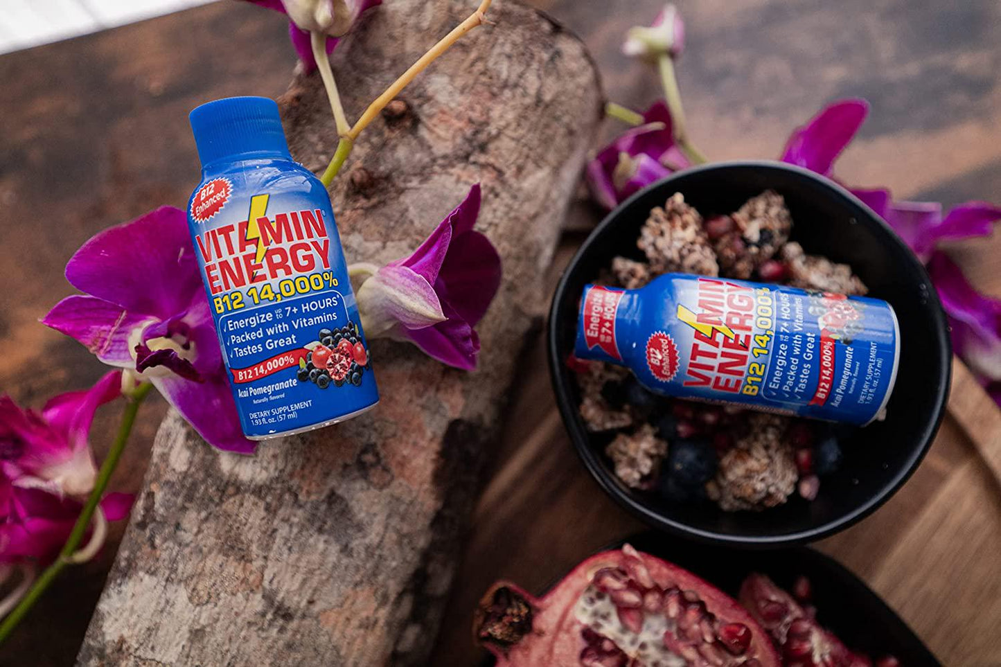 Vitamin Energy B12 Energy Drink Shots, Acai Pomegranate Flavor, Up to 7+ Hours of Energy, 1.93 Fl Oz, 12 Count