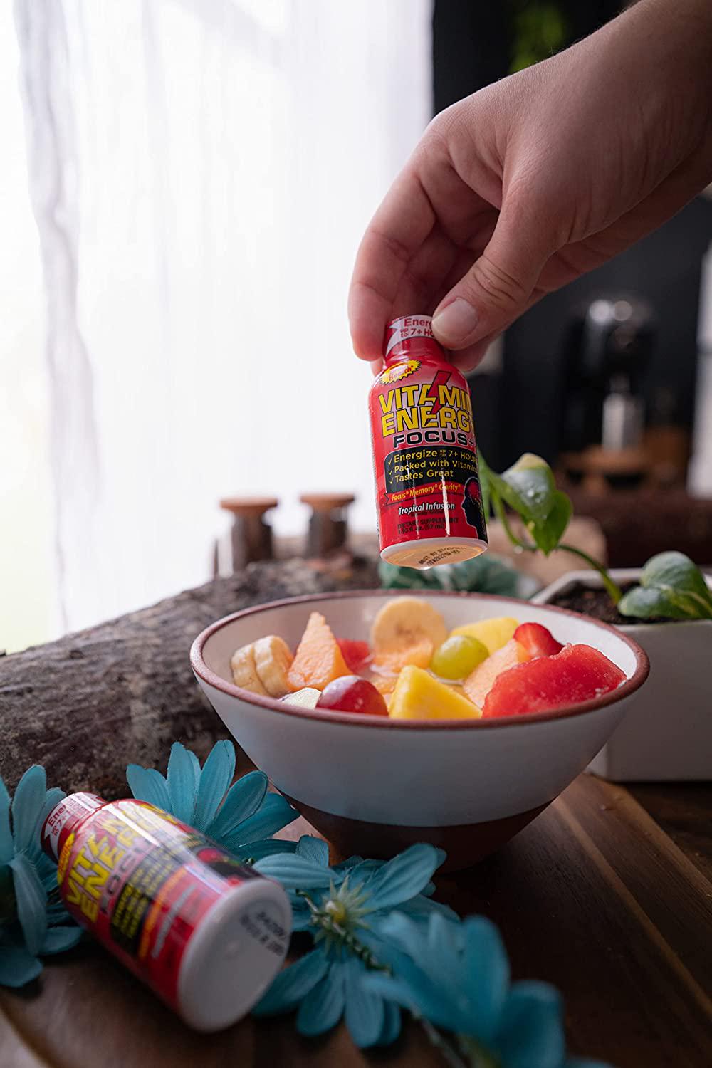 Vitamin Energy Focus+ Energy Drink Shot, Up to 7+ Hours of Energy, 1.93 Fl Oz, 12 Count