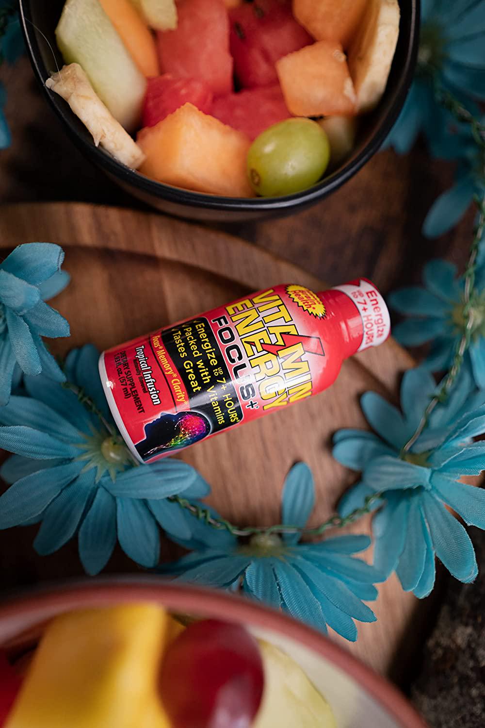 Vitamin Energy Focus+ Energy Drink Shot, Up to 7+ Hours of Energy, 1.93 Fl Oz, 12 Count