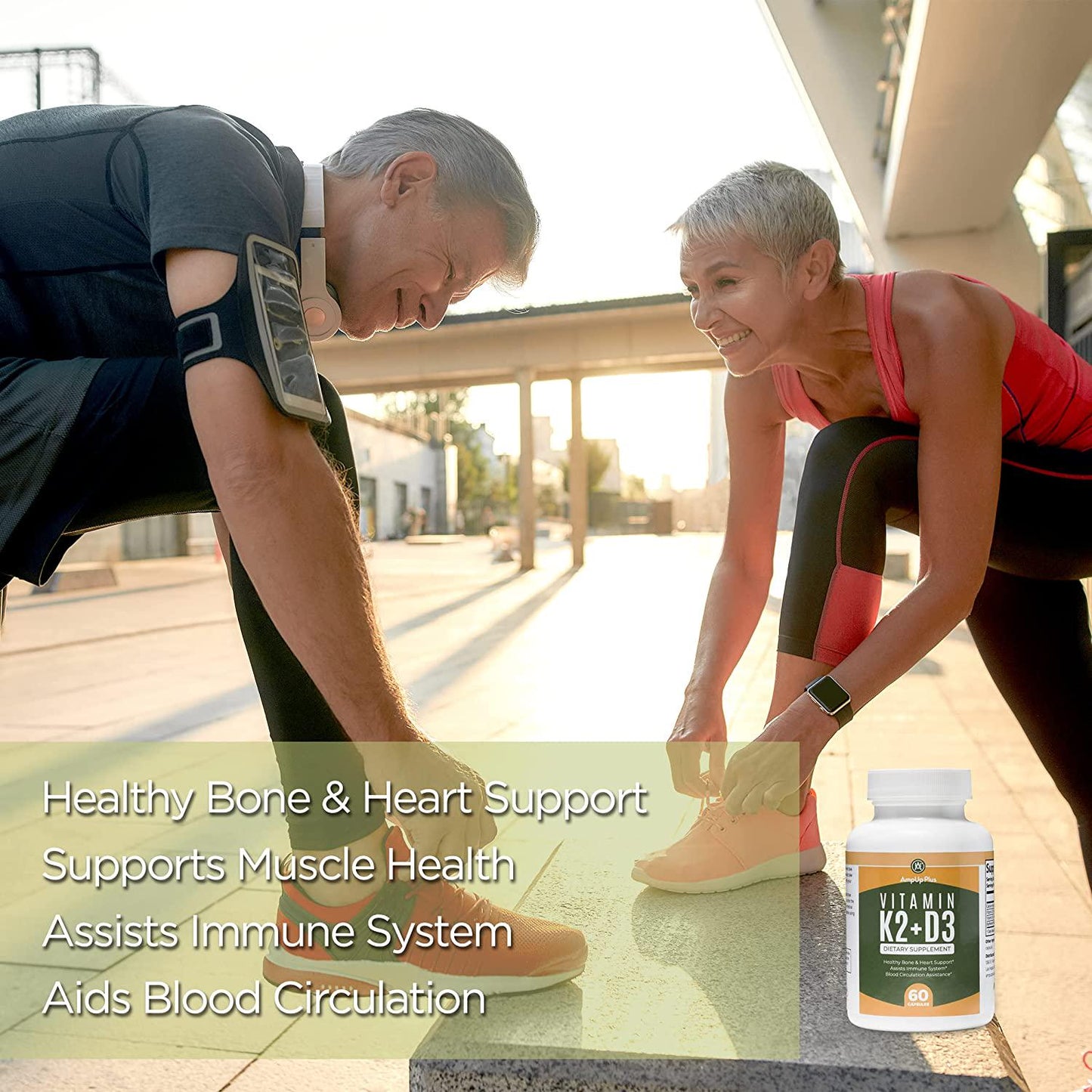 Vitamin K2+D3 with Calcium and BioPerine, Support Bone and Cardiovascular Health, 60 Veggie Capsules