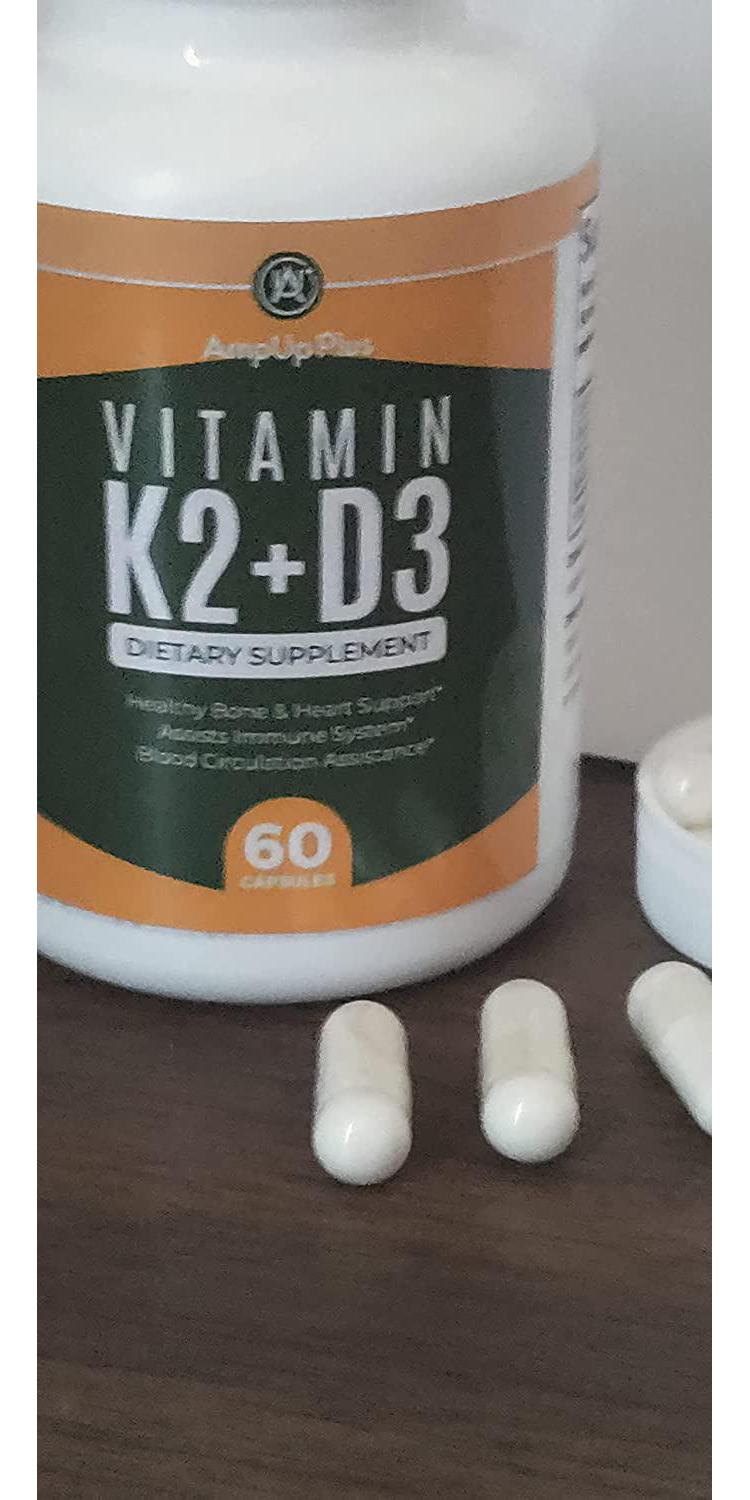 Vitamin K2+D3 with Calcium and BioPerine, Support Bone and Cardiovascular Health, 60 Veggie Capsules