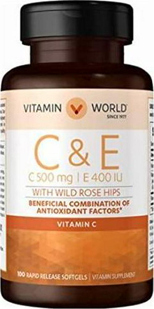 Vitamin World Vitamins C and E with Rose Hips 100 softgels