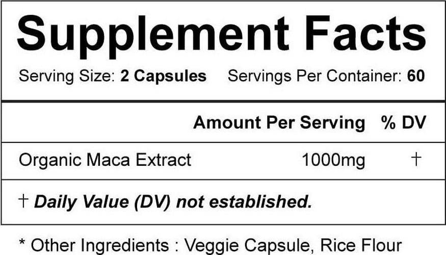 Vitapa Organic Maca Supplement 1000mg - 120 Veggie Capsules - Vegan and Non-GMO - Organic Peruvian Maca Powder - Energy, Performance, Mood, and Balances Hormones