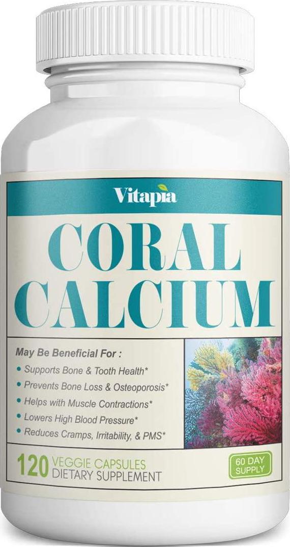 Vitapia Coral Calcium 1000mg - 120 Veggie Capsules - Vegan and Non-GMO - Promotes Healthy PH Balance - Supports Healthy Bones and Teeth