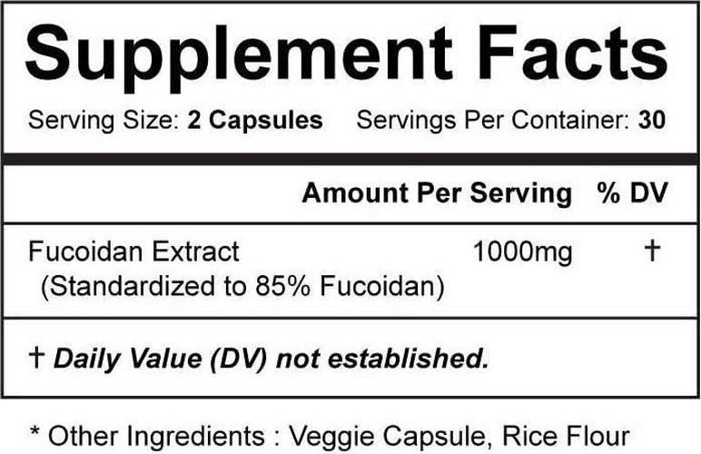 Vitapia Fucoidan 1000mg per Serving - Standardized to 85% Fucoidan Extract Capsules - 60 Veggie Capsules - Vegan and Non-GMO - Support Immune System, Powerful Antioxidant, Cognitive Health
