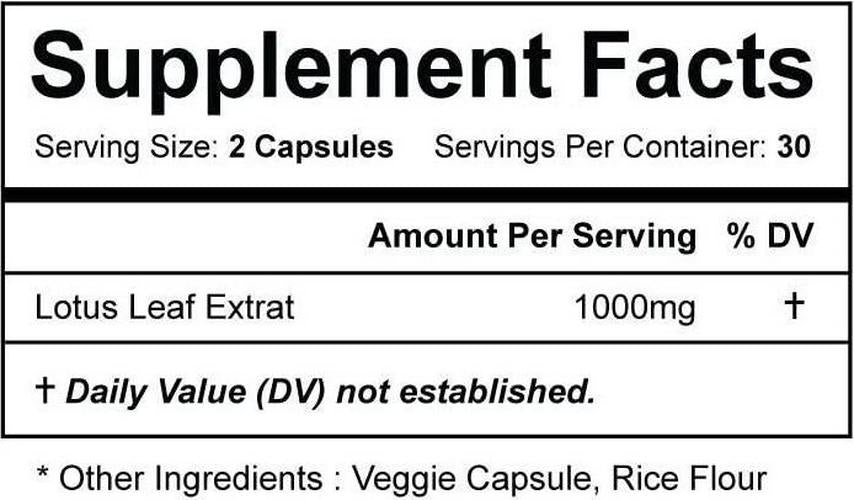 Vitapia Lotus Leaf 1000mg per Serving - 60 Veggie Capsules - Vegan and Non-GMO - Support Blood Sugar Levels, Cholesterol Levels, Liver Health, Digestive Health, Anti-inflammatory*