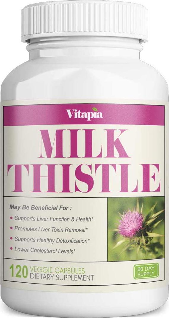 Vitapia Milk Thistle 1000mg per Serving - 120 Veggie Capsules - Vegan and Non-GMO - Supports Liver Health, Healthy Detoxification, Healthy Cholesterol