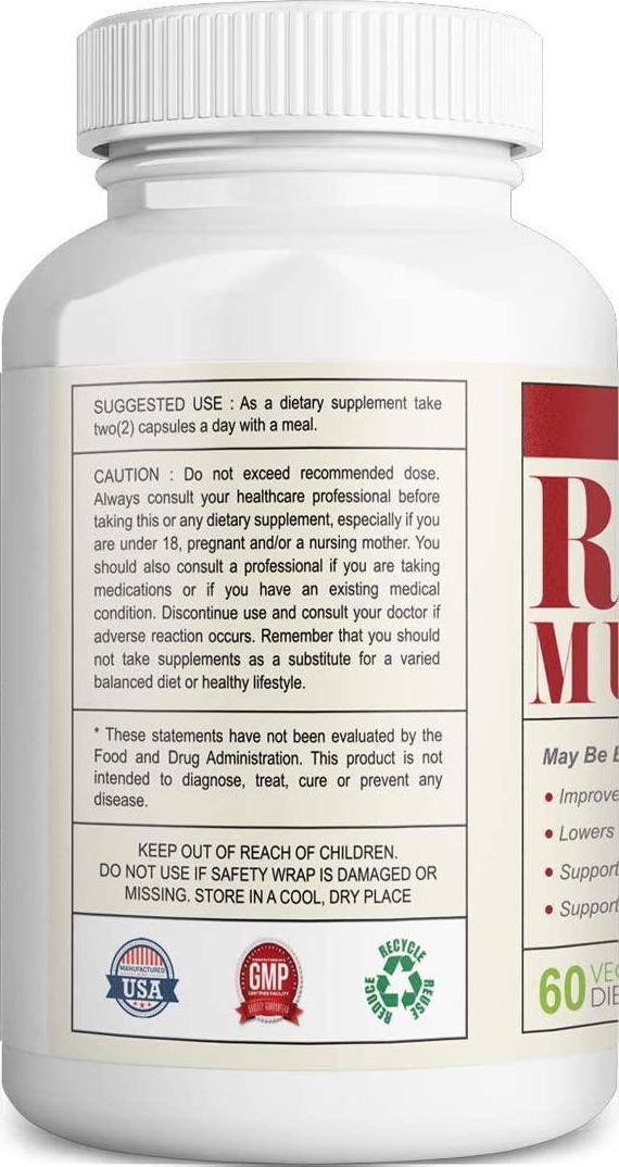 Vitapia Reishi Mushroom 1500mg per Serving - 60 Veggie Capsules - Vegan and Non-GMO - Supports a Healthy Heart, Cardiovascular System, Blood Sugar Levels and Balances Hormones