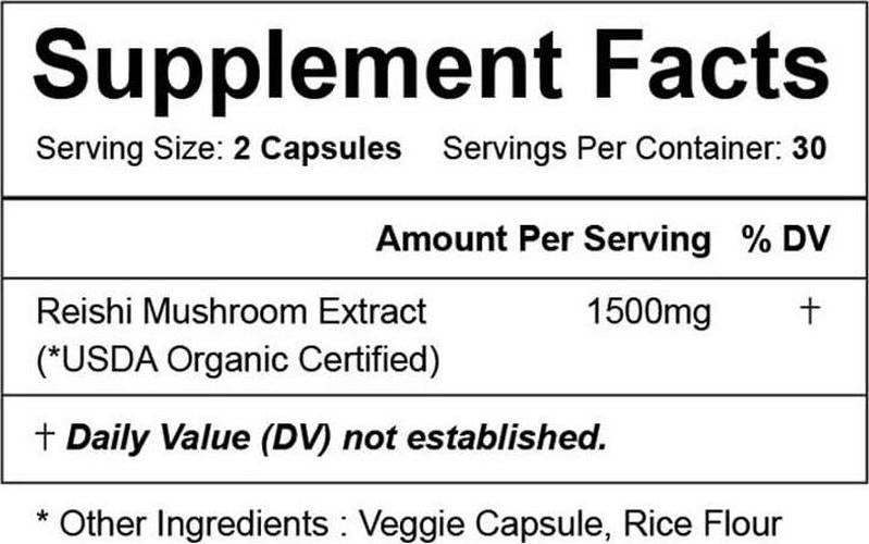 Vitapia Reishi Mushroom 1500mg per Serving - 60 Veggie Capsules - Vegan and Non-GMO - Supports a Healthy Heart, Cardiovascular System, Blood Sugar Levels and Balances Hormones