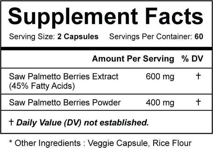 Vitapia Saw Palmetto 1000mg per Serving - 120 Veggie Capsules - Vegan and Non-GMO - Saw Palmetto Complex for Prostate Health, Healthy Urination, DHT Blocker, Hair Loss Prevention