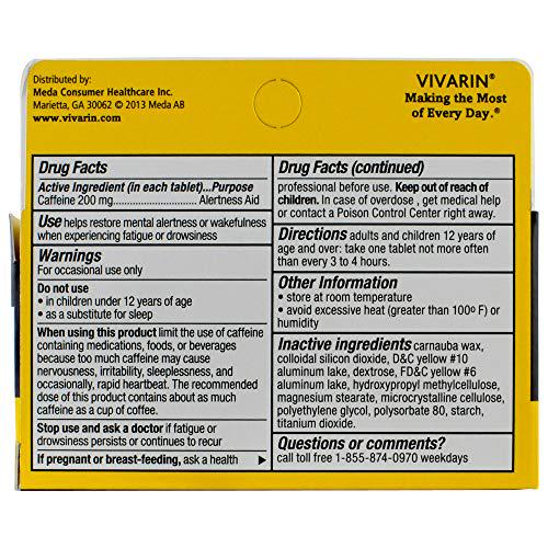 Vivarin Brand Alertness Aid, 40 tablets