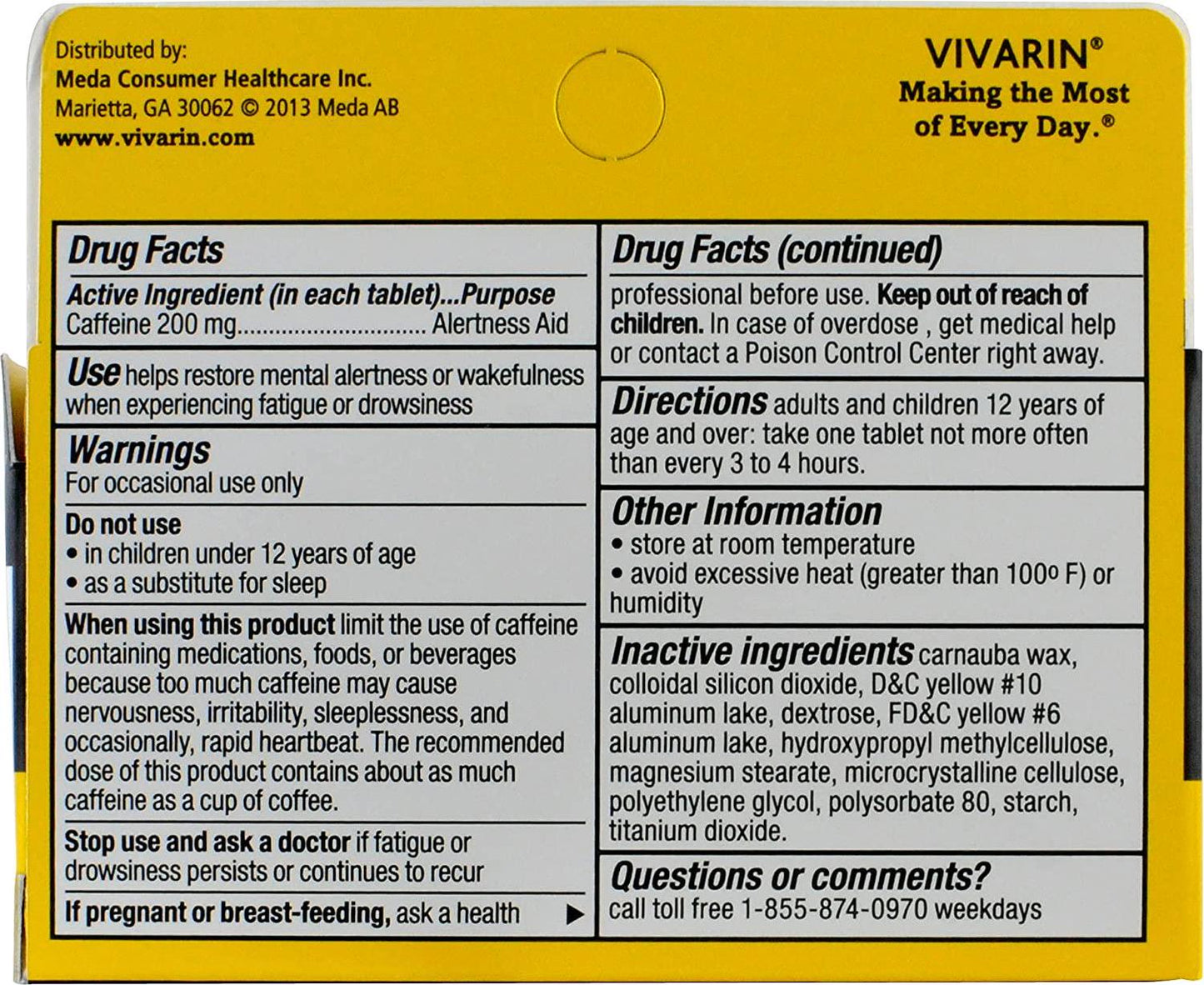 Vivarin Caffeine Alertness Aid 200mg, 40 Tablets, 2 Count, Functional Caffeine for Mental Alertness
