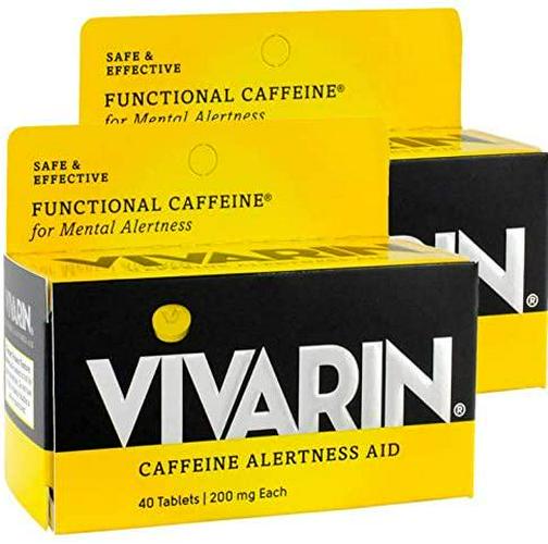 Vivarin Caffeine Alertness Aid 200mg, 40 Tablets, 2 Count, Functional Caffeine for Mental Alertness