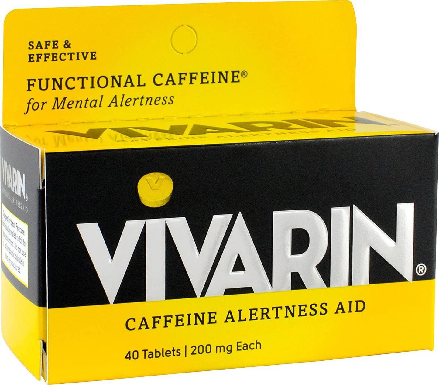 Vivarin Caffeine Alertness Aid 200mg, 40 Tablets, 2 Count, Functional Caffeine for Mental Alertness