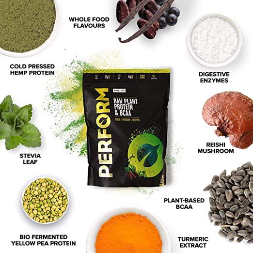 Vivo Life Perform Vegan Protein Powder, Raw Cacao Flavor - BCAA Pea and Hemp Blend Plant-Based Protein Shake (34.8 oz)