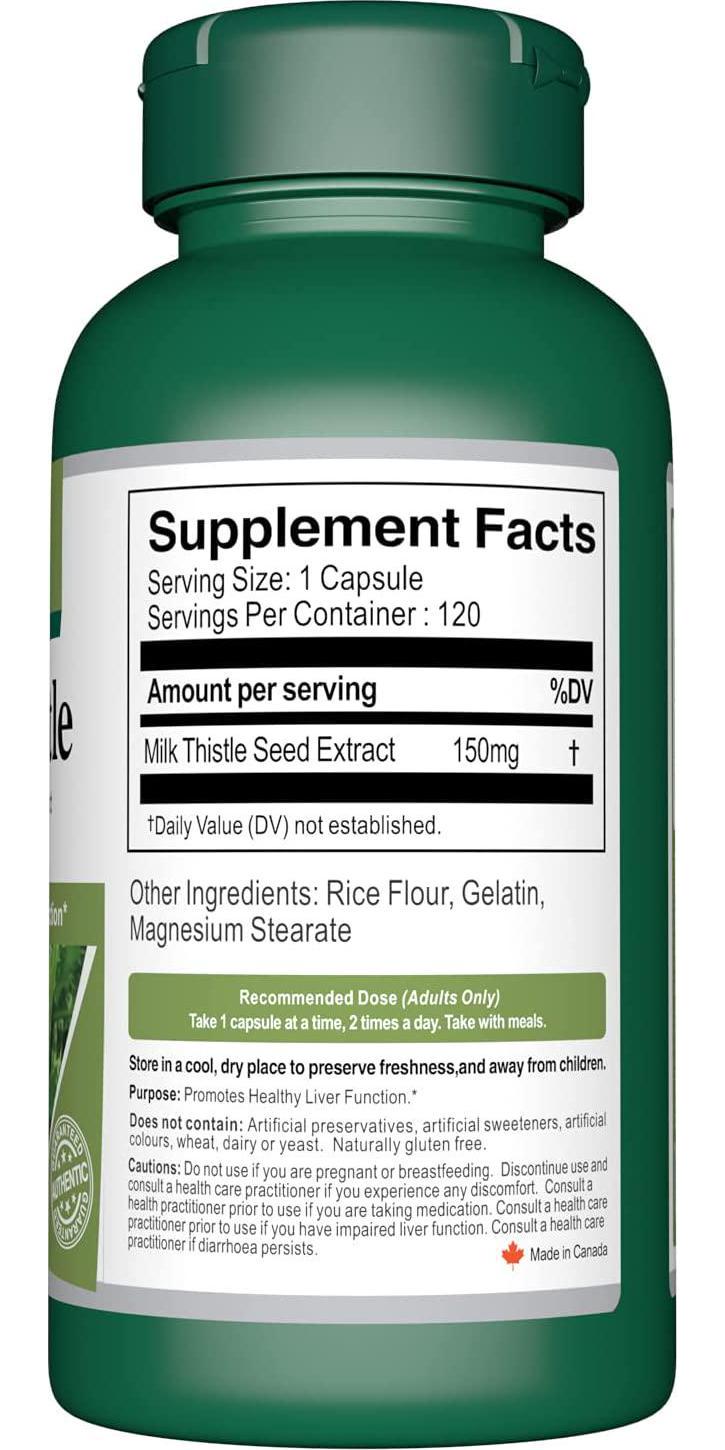 Vorst Milk Thistle 150mg 120 Capsules 80% Silymarin Extract Liver Health and Detoxification Liver Support Gallbladder Liver Detox Natural Cleanse Supplement Cardo de Leche