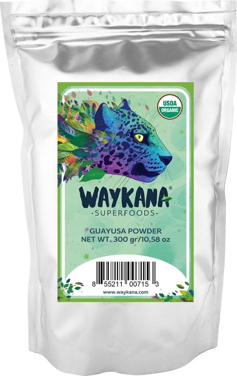 WAYKANA Guayusa Organic Leaf Energy Tea Powder | Antioxidant Natural Energy Powder and Nutritional Guayusa Tea | Super Food Mental Focus and Energy Guayusa Powder Drinks, 300g (150 Servings)