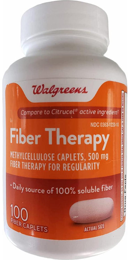 Walgreens Fiber Therapy Caplets, 100 ea