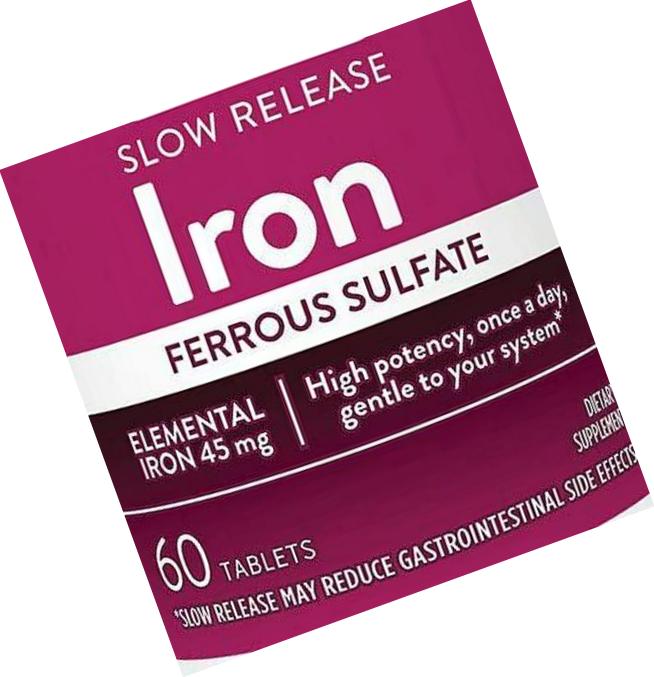 Walgreens Iron Slow Release High Potency Ferrous Sulfate 45mg, Tablets, 60 ea