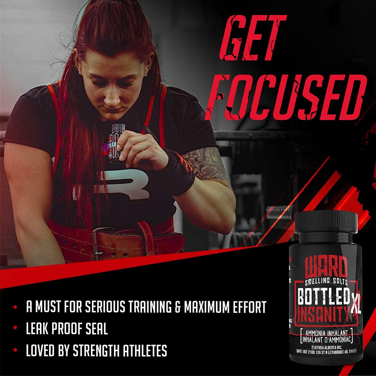 Ward Smelling Salts - Bottled Insanity - Insanely Strong Ammonia Inhalant for Athletes | Smelling Salt for Athletes - Powerlifting Hockey Football Weight Lifting and More | Insane Smelling Salt