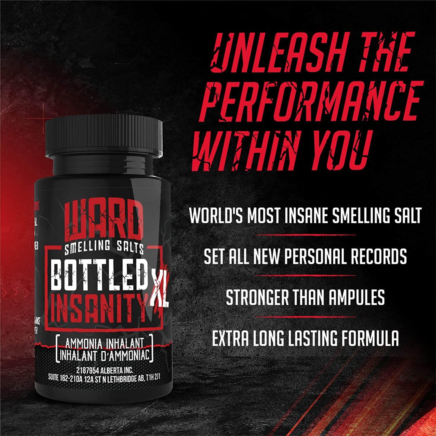 Ward Smelling Salts - Bottled Insanity - Insanely Strong Ammonia Inhalant for Athletes | Smelling Salt for Athletes - Powerlifting Hockey Football Weight Lifting and More | Insane Smelling Salt
