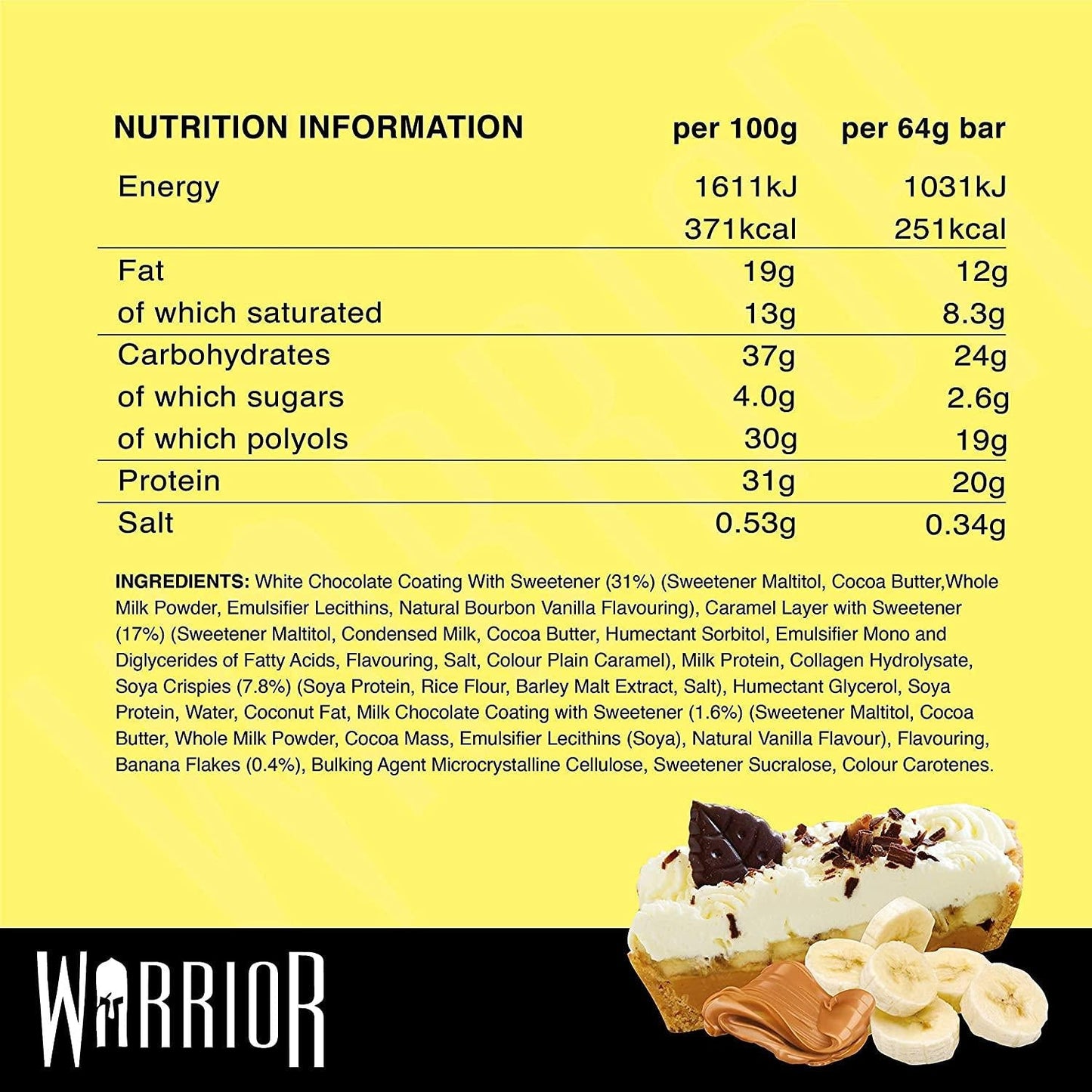 Warrior Crunch - Banoffee Pie Protein Bars, 12 x 64g