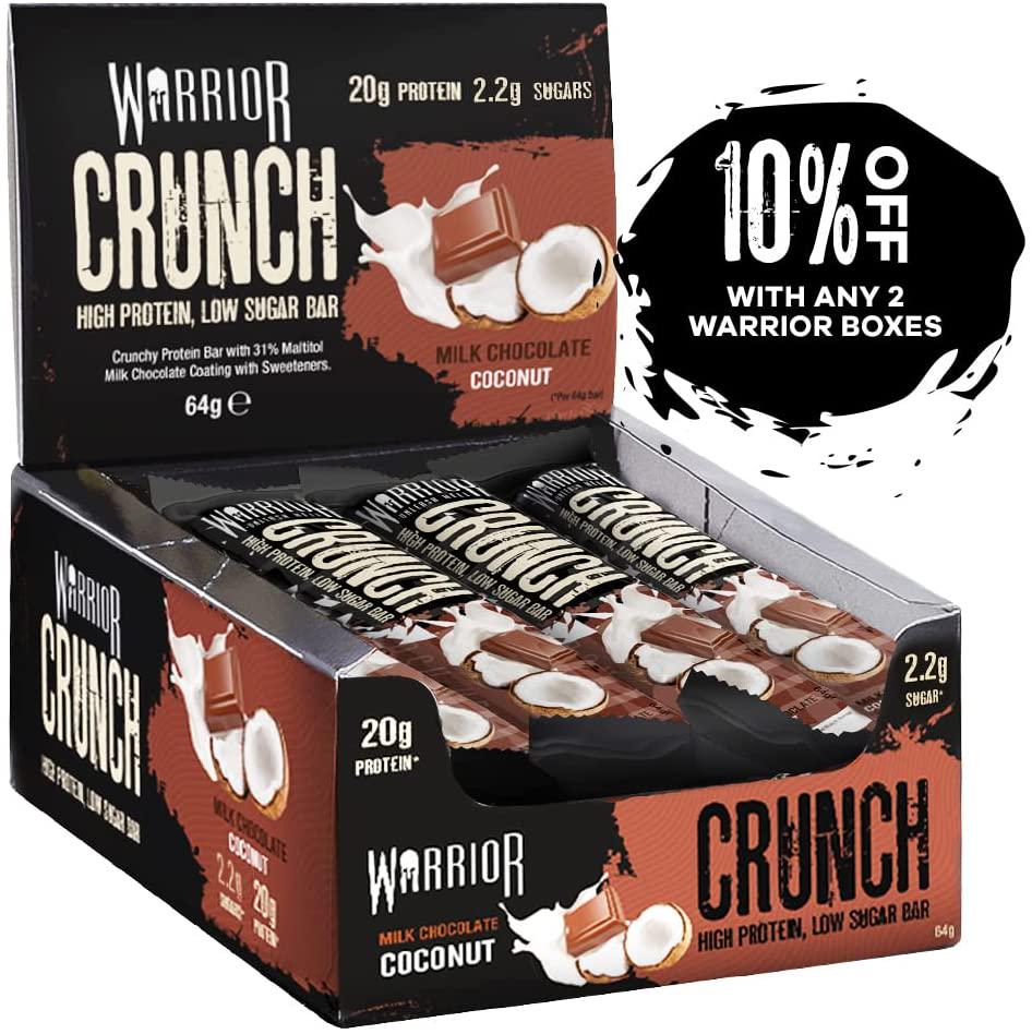 Warrior Crunch - Milk Chocolate Coconut Protein Bars, 12 x 64g