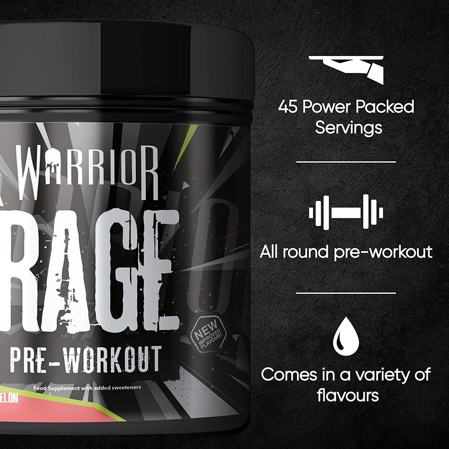 Warrior - RAGE Pre Workout Powder Wicked Watermelon 392g, WA-RG-045-03