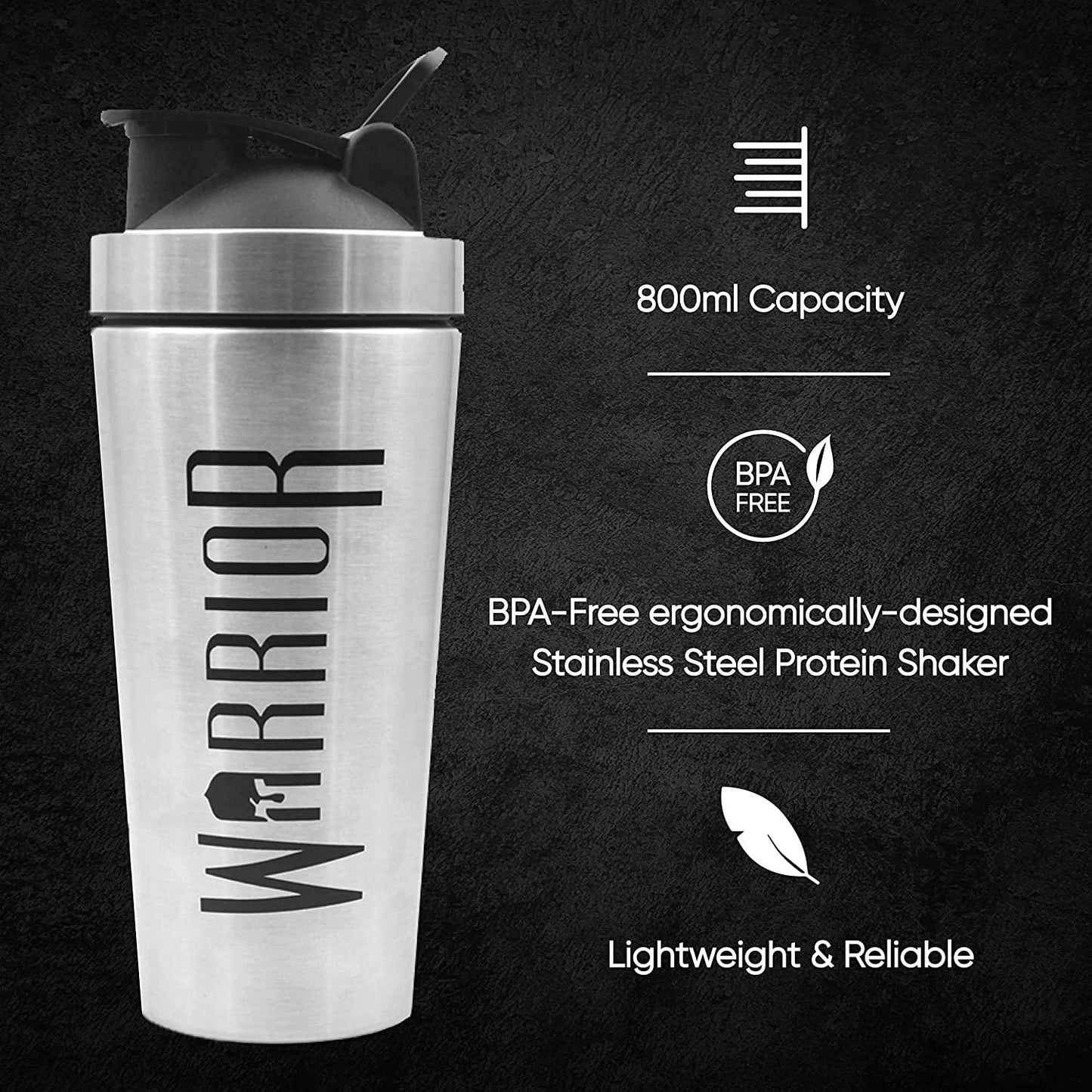 Warrior Steel Shaker 800ml - Highly Durable and Lightweight | Warrior Supplements