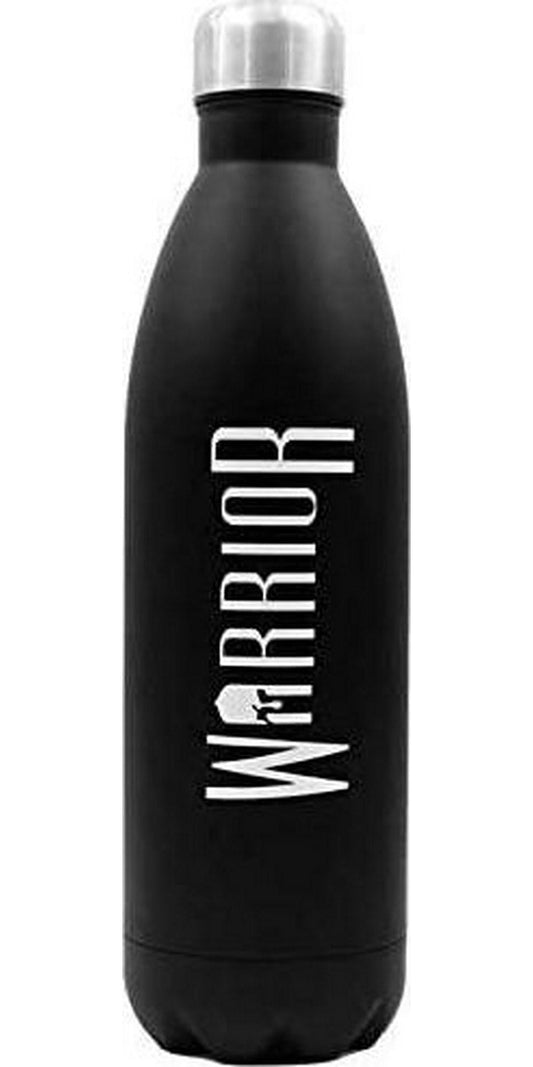 Warrior Steel Water Bottle 1 Litre - Smooth Black Matte | Warrior Supplements