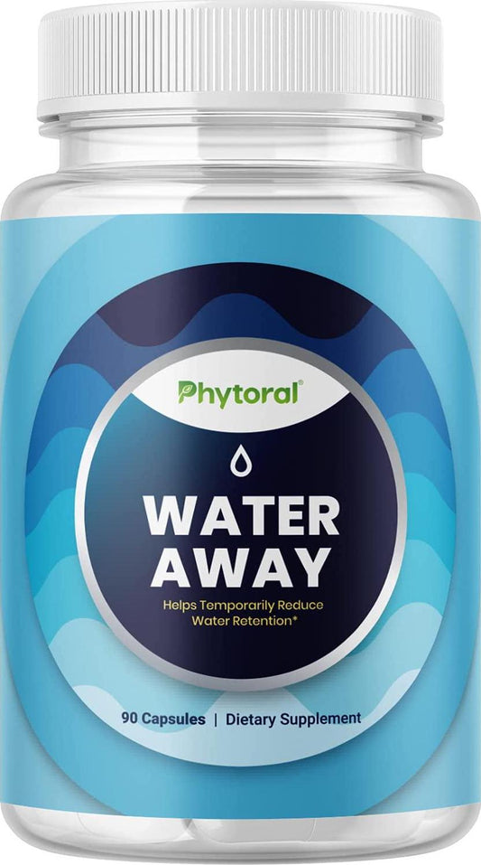 Water Away Diuretic Pills - Natural Water Weight Loss Support for Men and Women Fast Acting Bloating Swelling Relief Supplement - Pure Vitamin B6 Dandelion Green Tea Extract 90 Capsules by Tevare
