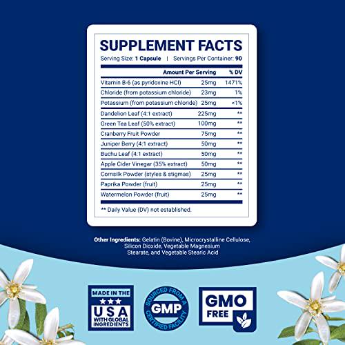 Water Away Pills and Diuretic Pills - Water Retention Pills and Water Pills with Dandelion Leaf Herbal Green Tea Extract Juniper Berry and Vitamin B6 - Kidney Cleanse Water Pills for Men and Women